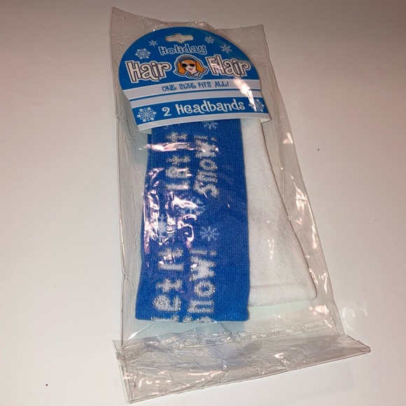 NEW Y2K 2pc Stretchy Winter Headbands Let It Snow Retro Hair Accessories - Picture 8 of 12